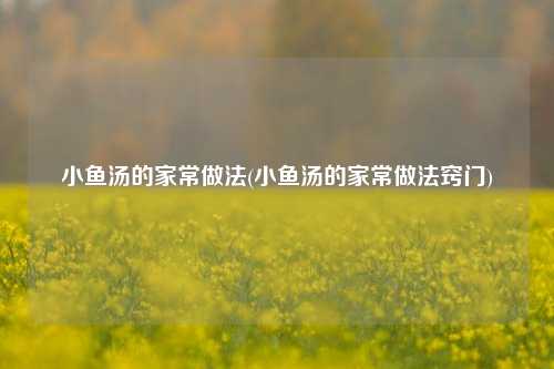 小鱼汤的家常做法(小鱼汤的家常做法窍门)